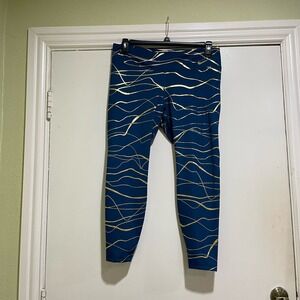 Nike Women's Icon Clash Fast Running Tights / leggings in blue and hold stripes